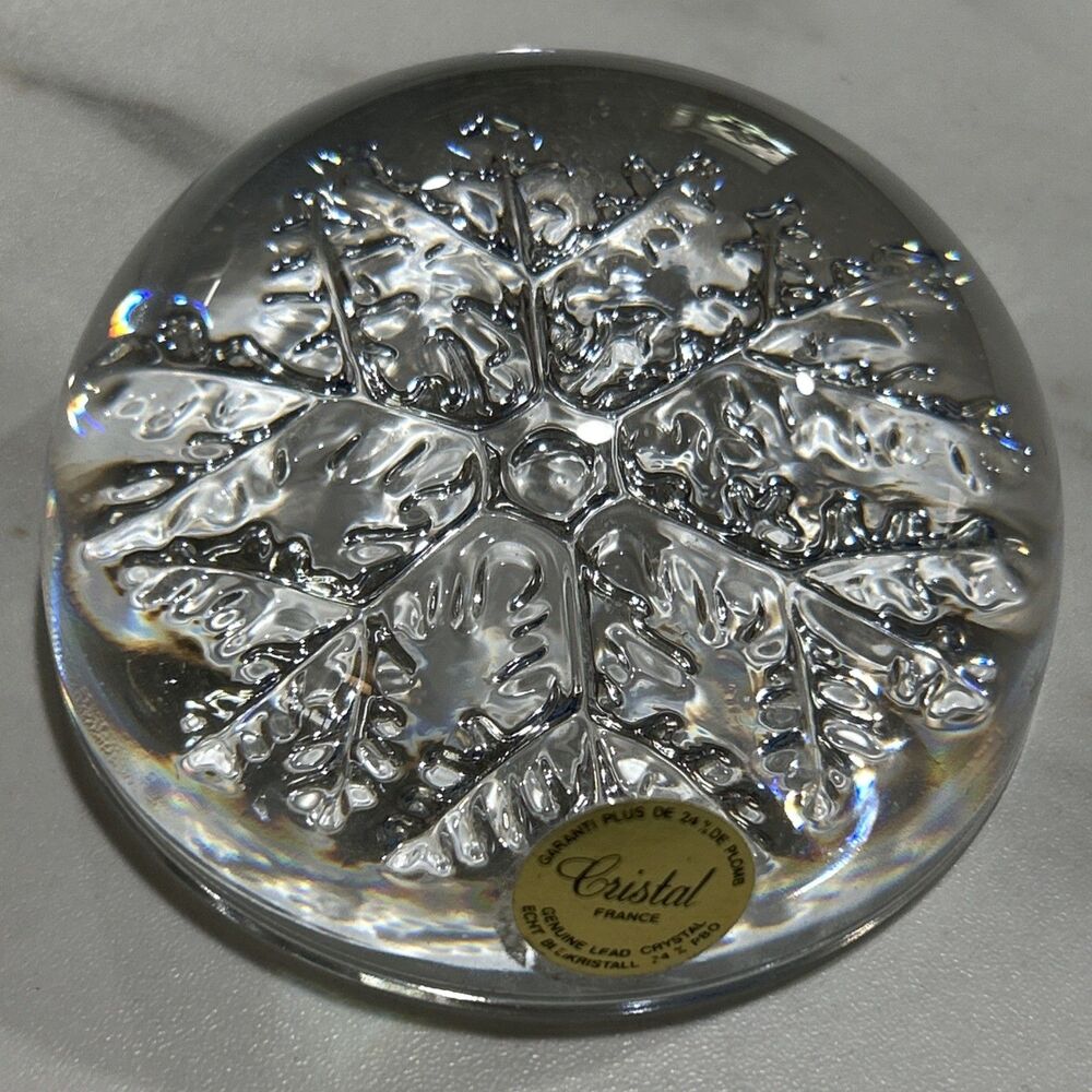 Garanti Cristal Snowflake Paperweight Genuine Crystal France Teacher Gift